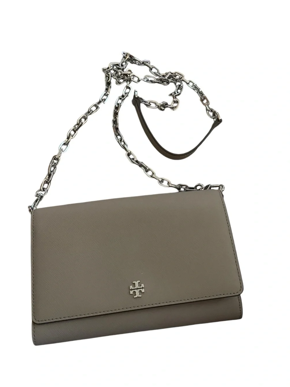 Tory Burch Robinson Chain Wallet in French Gray NWOT